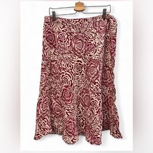 Grace Elements 100% Linen  Floral Skirt in Red and Cream